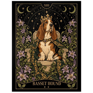Basset Hound, Sternen-Tarot-Kunst Postkarte