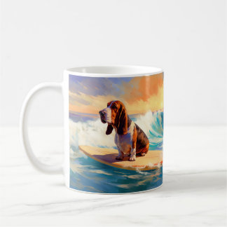Basset Hound Strand Surfen Malerei Kaffeetasse