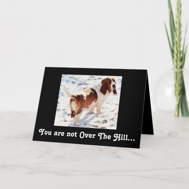 Basset Hound sur la carte d'anniversaire "Over The (Devant)