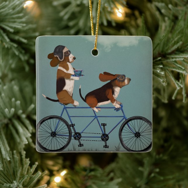 Basset Hound Tandem Keramikornament (Baum)