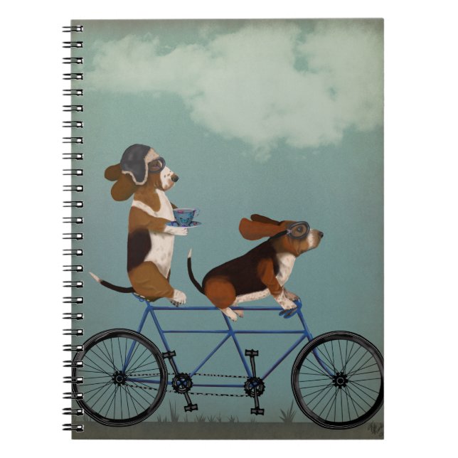 Basset Hound Tandem Notizblock (Vorderseite)
