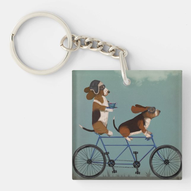 Basset Hound Tandem Schlüsselanhänger (Vorderseite)