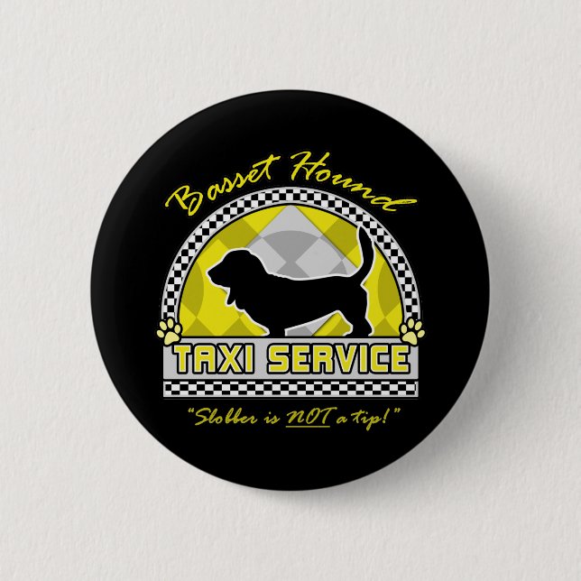Basset Hound-Taxi-Service Button (Vorderseite)