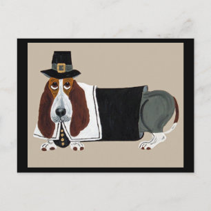 Basset Hound Thanksgiving Pilger Postkarte
