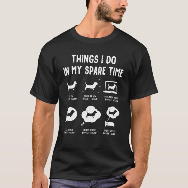 Basset Hound Things spare Time Dog Mama Vater T-Shirt (Vorderseite)