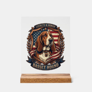 Basset Hound Treue Ehre Hund Amerikanische Flagge  Acrylschild