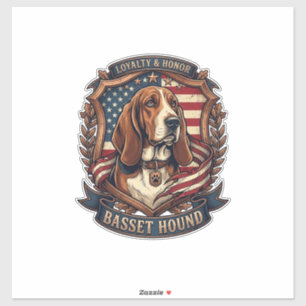 Basset Hound Treue Ehre Hund Amerikanische Flagge Aufkleber