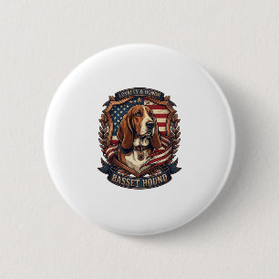 Basset Hound Treue Ehre Hund Amerikanische Flagge Button
