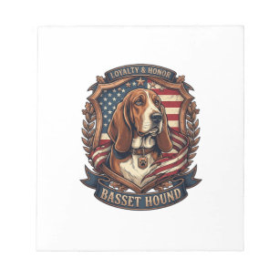 Basset Hound Treue Ehre Hund Amerikanische Flagge Notizblock