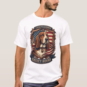 Basset Hound Treue Ehre Hund Amerikanische Flagge T-Shirt