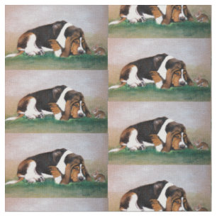 Basset Hound und Bunny Dog Kunststoffe Stoff