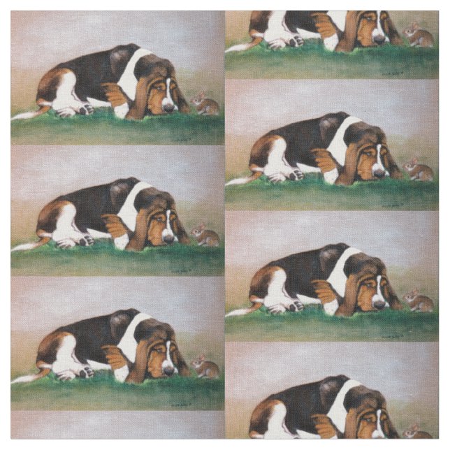 Basset Hound und Bunny Dog Kunststoffe Stoff (Nahaufnahme)