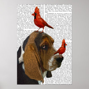 Basset Hound und Vögel Poster