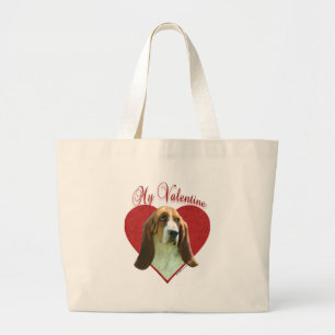 Basset Hound Valentine Jumbo Stoffbeutel