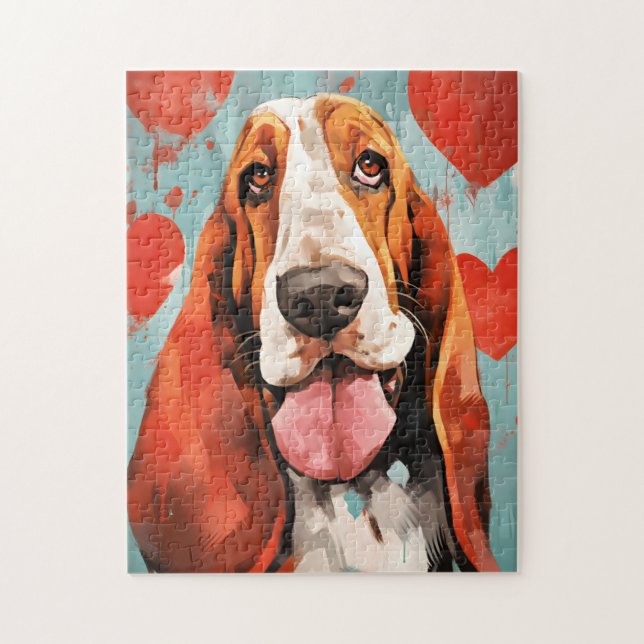 Basset Hound Valentinstag (Vertikal)
