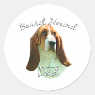 Basset Hound Vater 2 Runder Aufkleber