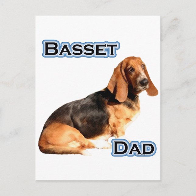 Basset Hound Vater 4 Postkarte (Vorderseite)