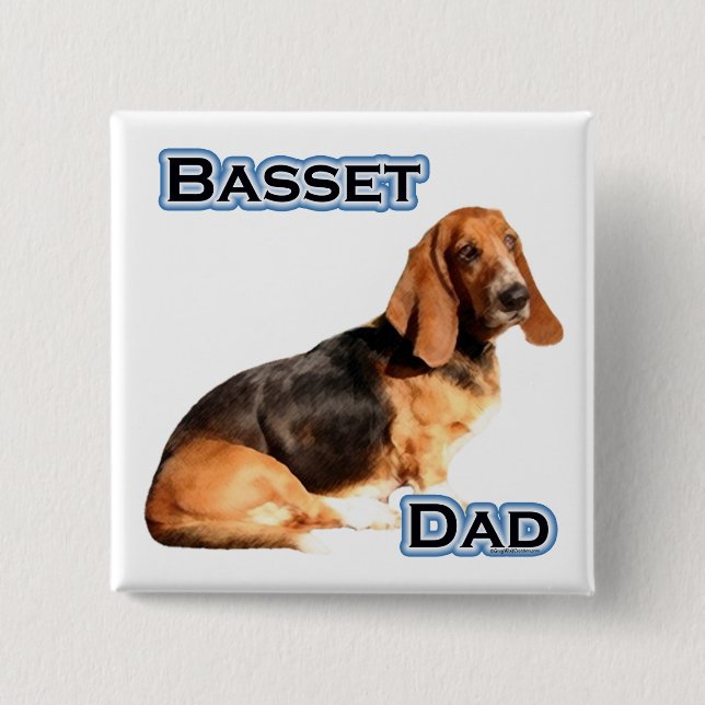 Basset Hound Vater 4 - Schaltfläche Button (Vorderseite)