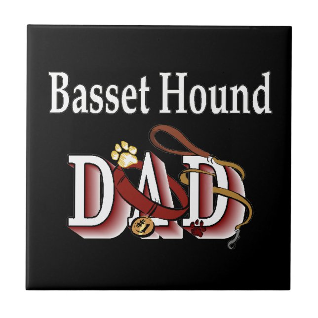Basset Hound Vater Fliese (Vorderseite)