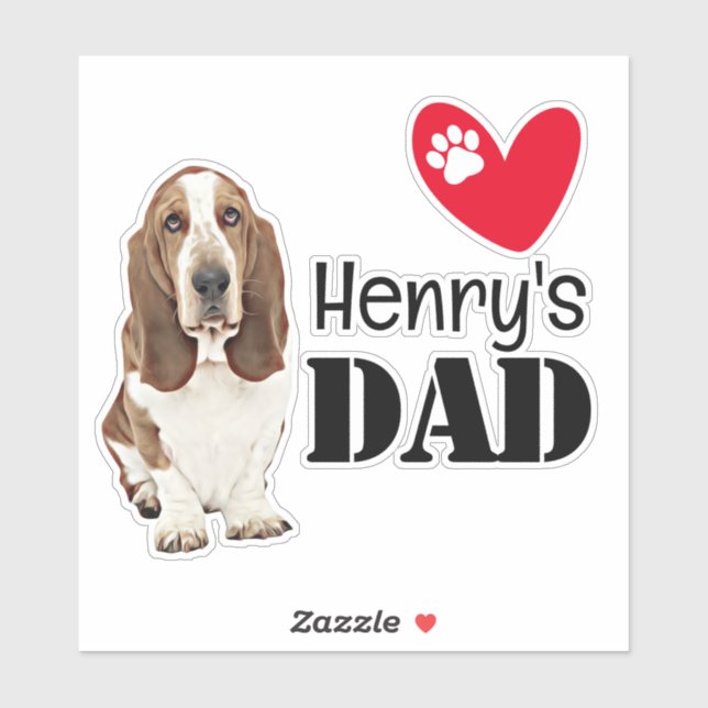 Basset Hound Vater Personalisiert Sticker (Blatt)