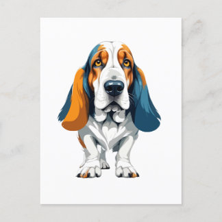 Basset Hound Vector Art mit lebhaften Farben Postkarte