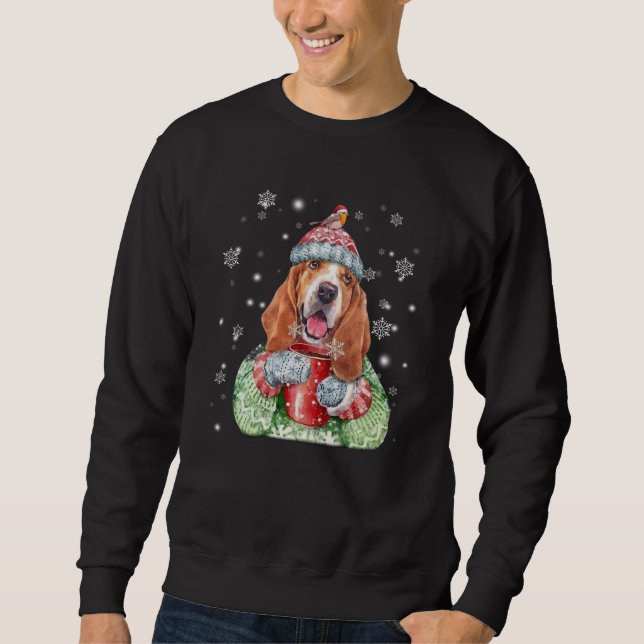 Basset Hound warme Winter Weihnachten Sweatshirt (Vorderseite)
