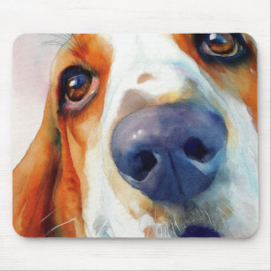 Basset Hound Wasserfarbenporträt Mousepad
