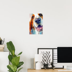 Basset Hound Wasserfarbenporträt Poster