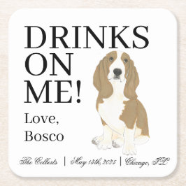 Basset Hound Wedding Rechteckiger Pappuntersetzer