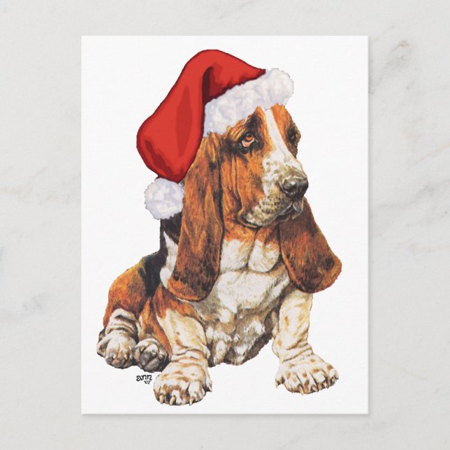 Basset Hound-Weihnachten Feiertagspostkarte (Vorderseite)