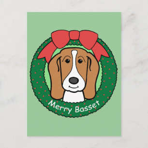 Basset Hound-Weihnachten Feiertagspostkarte