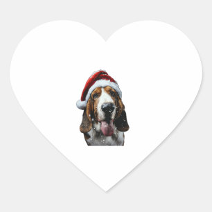 Basset Hound Weihnachten Herz-Aufkleber