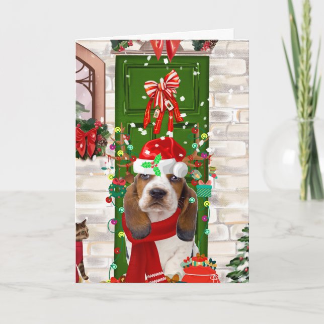 Basset Hound Weihnachten Karte (Vorderseite)
