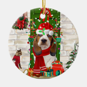 Basset Hound Weihnachten Keramik Ornament