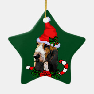 Basset Hound Weihnachten Keramikornament