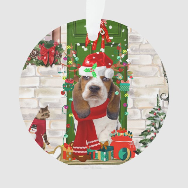 Basset Hound Weihnachten Ornament (Vorderseite)