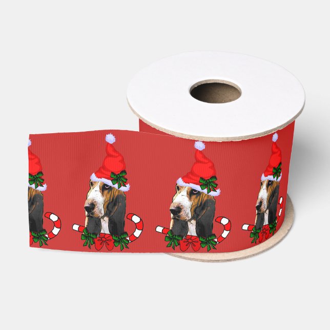 Basset Hound Weihnachten Ripsband (Spule)