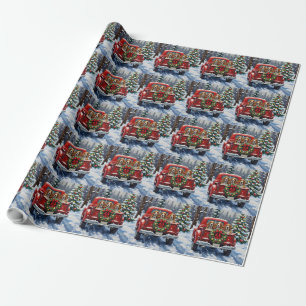 Basset Hound Weihnachten Rotes Lastwagen Ferien Geschenkpapier