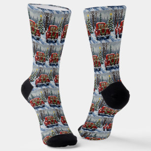 Basset Hound Weihnachten Rotes Lastwagen Ferien Socken