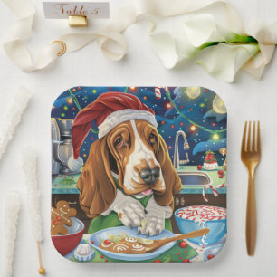 Basset Hound Weihnachtsbäckerei: Festliches Weihna Pappteller