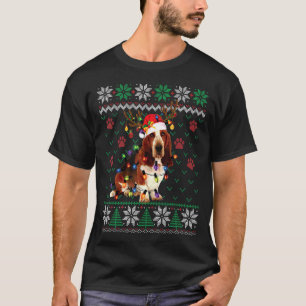 Basset Hound Weihnachtsbeleuchtung Santa Dog Ugly T-Shirt