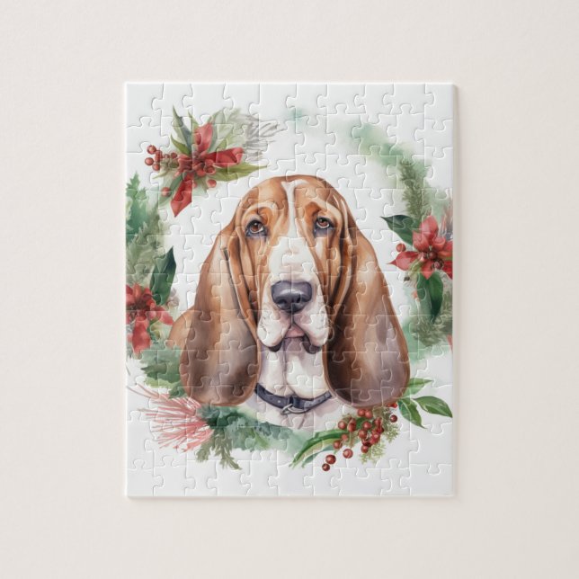 Basset Hound Weihnachtsfeiertag Festliche Jungfrau (Vertikal)