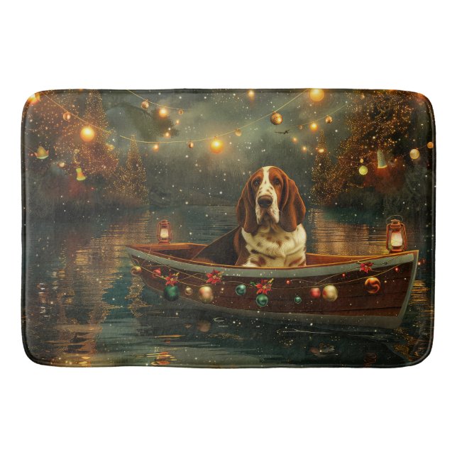 Basset Hound Weihnachtsfest Reise Badematte (Vorderseite)