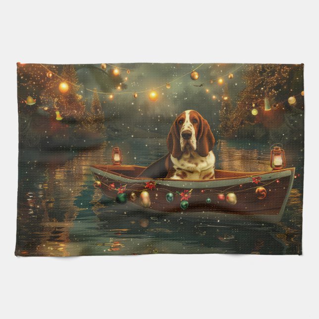 Basset Hound Weihnachtsfest Reise Geschirrtuch (Horizontal)