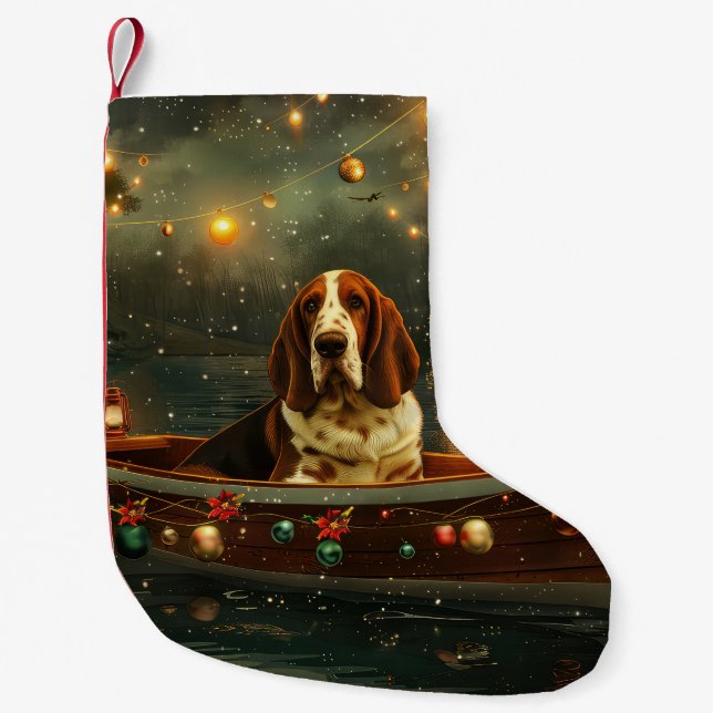 Basset Hound Weihnachtsfest Reise Kleiner Weihnachtsstrumpf (Vorderseite)