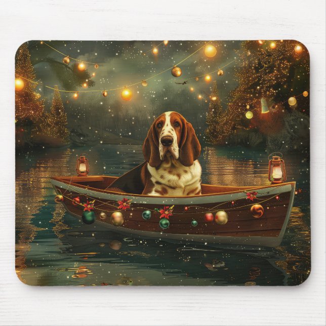 Basset Hound Weihnachtsfest Reise Mousepad (Vorne)