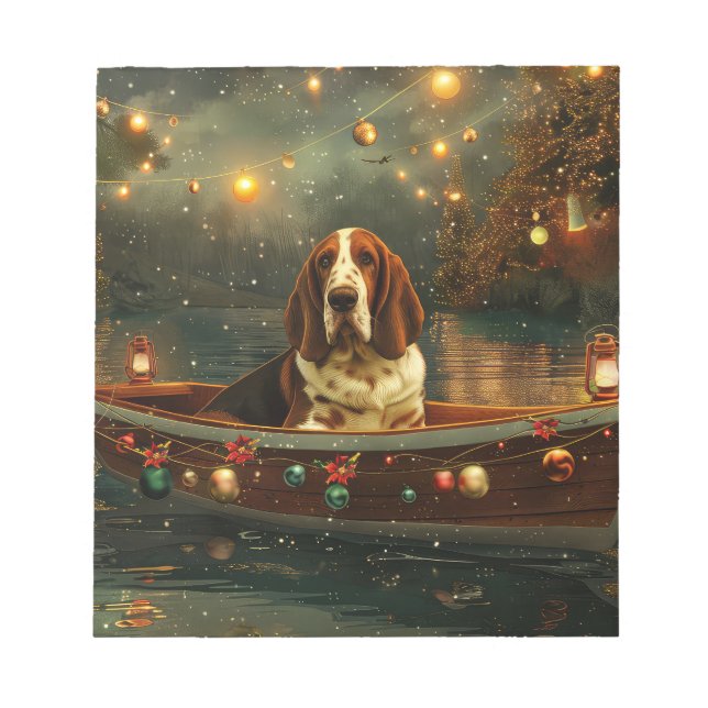 Basset Hound Weihnachtsfest Reise Notizblock (Vorderseite)