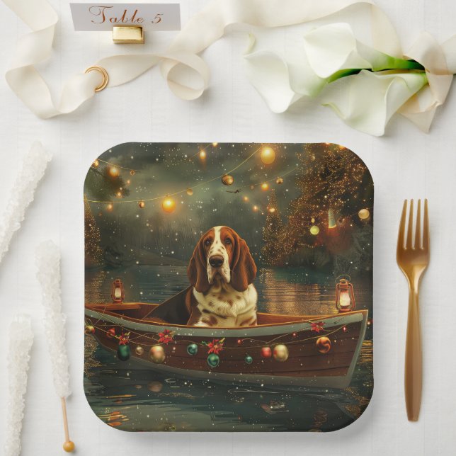 Basset Hound Weihnachtsfest Reise Pappteller (Hochzeit)