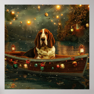 Basset Hound Weihnachtsfest Reise Poster