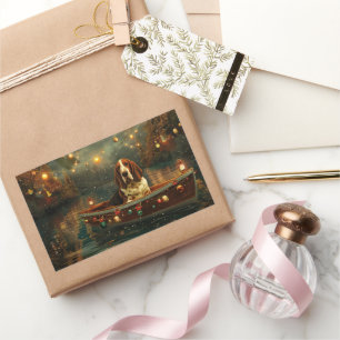 Basset Hound Weihnachtsfest Reise Rechteckiger Aufkleber